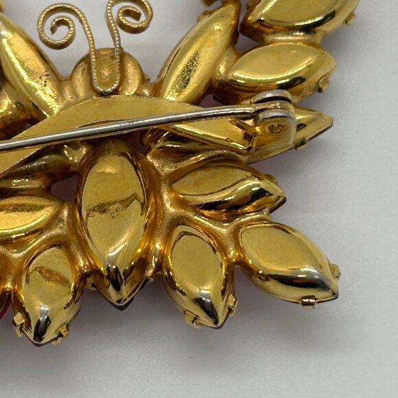 Vintage Juliana Butterfly Brooch Pink Fuchsia Rhinestone Pin Retro Gold Tone 762 - Picture 11 of 16